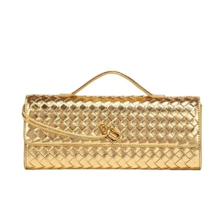 Handvävd Crossbody-väska för kvinnor - Läder Clutch-plånbok med avtagbar axelrem