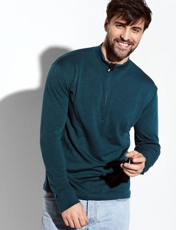 Panos Emporio Wool/Bamboo Half Zip Sweater - Navy - XXL