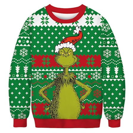 Langærmet Grinch pullover til mænd og kvinder, grim juletrøje