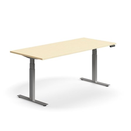 Standing desk QBUS, dual motor, straight, 1800x800 mm, silver frame, birch