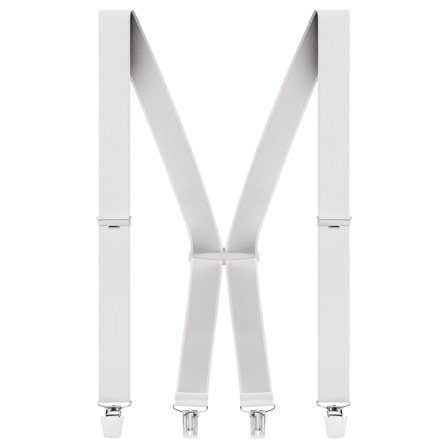 Jednolite białe szelki na klipsy dla mężczyzn - Szelki na klipsy