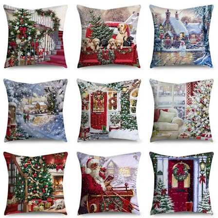 Christmas Elk Cushion Cover 2023 Merry Christmas Decorations For Home Xmas Gift Navidad Pillowcase Cristmas Ornament New Year
