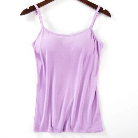 Dame polstret blød afslappet bh tanktop purple L