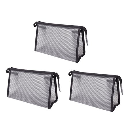 3 stk Mesh Makeup Bag Vanntett EVA Trekantet Design Semi Transparent Mesh Glidelåspose for Kosmetisk Reise Utendørs