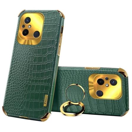 SKALO Xiaomi Redmi 12C 4G Crocodile Guldkant Cover - Grøn Green
