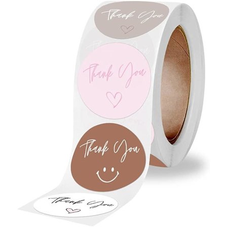 Takk-klistremerker for emballasje Småbedrifts etiketter 500 stk/1 rull Konvoluttforseglinger for bryllupsinvitasjoner, gratulasjonskort, 