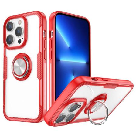 Iphone 14 Pro Rotating Ring Kickstand Skal - Rött Red