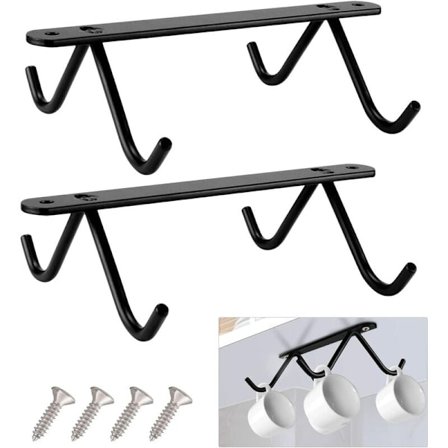 Kopphållare Hängande Krok Mugg Kaffekoppshållare Hängande Under Skåp Skåp med 4 Skruvar för Mugg Kaffekopp Bi