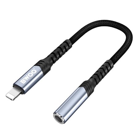 Lightning till 3,5 mm Aux Audio Jack Adapter för iPhone Mobiler - Svart