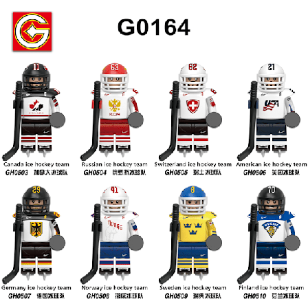 G0164 Ishockey Hold Canada Tyskland Norge Schweiz Finland Atlet Byggeklodser Legetøj