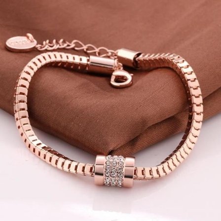 Charmarmbånd - Topp kvalitet - Rosegull - Zirkonium - 18cm + 5cm - Trendy
