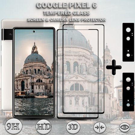 2-Pack GOOGLE PIXEL 6 Näytönsuoja & 2-Pack linssinsuoja - Karkaistu Lasi 9H - Super laatu 3D