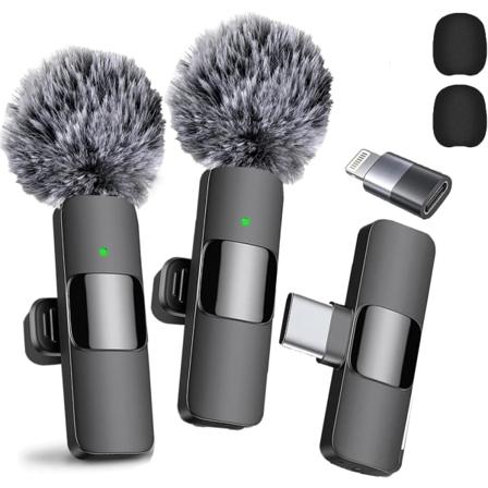Paranna tallenteitasi ammattimaisella langattomalla 2-pakkauksen lavalier-mikrofonilla - Kristallinkirkas, melunvaimennus - USB-C-yhteensopiva - Xin