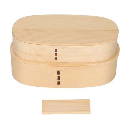 Bento-bokser i tre, dobbel tre-farge Bento matboks, bærbar kompositt tre matboks Bento for studenter for skolecamping