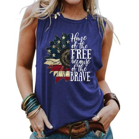 Ärmlös Camisole Flag Print Pullover För Damer