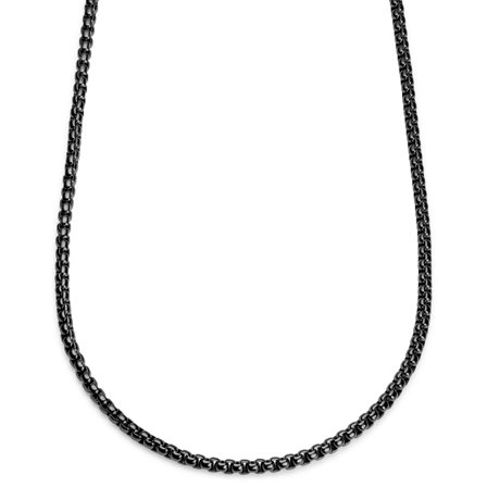 Essentials | 5 mm Gunmetal Black Curved Box Chain Necklace for Men - Chain necklaces