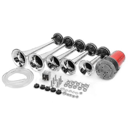 Musta 5-torvinen ilmakäyttöinen torvi 12 V 125 dB Dixie-musiikki-ilmakäyttöinen torvi Dukes Of Hazzard General-lee Yleismallinen auto kuorma-auto vene