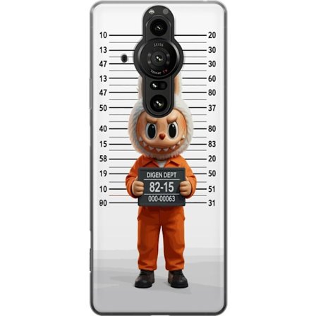 Kompatibel Mobilcover til Sony Sony Xperia Pro-I Sød tegnet kaninfigur i fængselsklæder med fangenummer mod baggrund med længdemåling