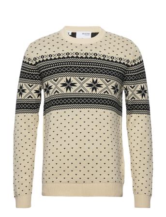 Slhclaus Ls Knit Crew Neck W Patterned Selected Homme