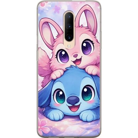 Kompatibel Mobilcover til OnePlus OnePlus 7 Pro Sød kawaii illustration med pink og blå fantasidyr, store øjne og bløde farver perfekt til børnev