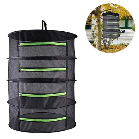 Piao 4/6 Lags Mesh Plante Tørring Net, Hængende Foldbart Net, Sort Urte Tørring Net Med Lynlås, Urte Tørrer, Sort