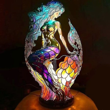 Bordslampa Djur Bordslampa Målat Glas Nattlampa Retro Skrivbordslampor Julklapp 2024 Sjöman