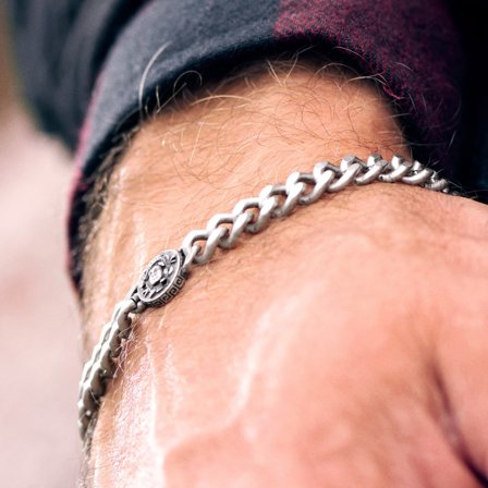 Obelius | Bracciale Medusa vintage color argento per uomini - Bracciali in acciaio