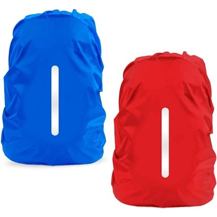 Regntrekk Ryggsekk Vanntett Regntrekk Skolesekker med Justerbar Spenne med Refleksstriper -XS -(15L-25L), Blå + Rød