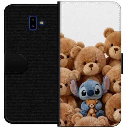 Kompatibel Tegnebogsetui til Samsung Samsung Galaxy J6+ Sød og sikker illustration med Stitch omgivet af bamser, der skaber en varm og legende følel
