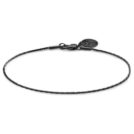 Essentials | Pulsera de cadena de caja rectangular en negro metalizado de 1 mm para hombres - Pulseras de acero