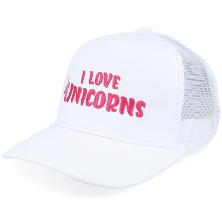 Unicorns - White trucker Czapka Z Daszkiem - Kids I Love Unicorns White/White A-Frame Trucker @ Hatstore