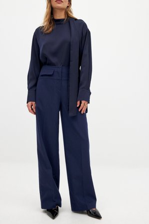 Lydia Tomlinson x NA-KD Pantalon de tailleur taille haute - Pantalons à taille haut - Bleu Marine - EU 36