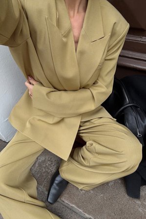 NA-KD High Waist Pleated Wide Leg Pants - Jakkesæt - Beige - EU 38