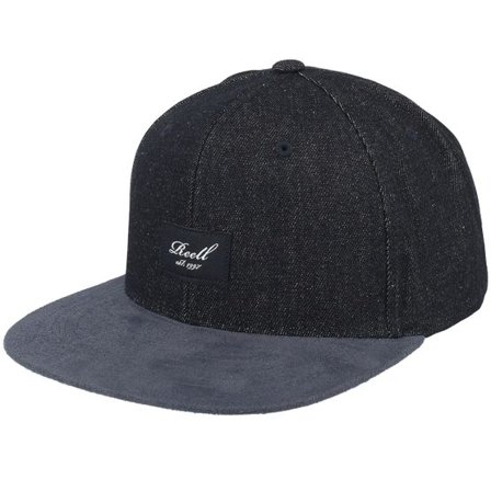 Reell - Svart snapback Keps - Suede Cap Black Denim Snapback @ Hatstore