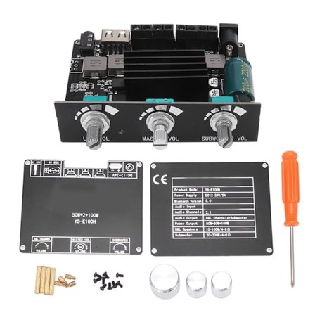 Förstärkningskort 2.1 Kanal 2x50W 100W Diskant Bas Bluetooth 5.1 APP Kontroll HiFi Modul för Android