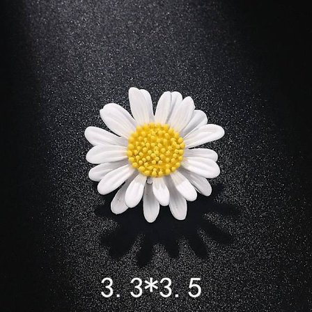 Daisy-rintakoru, valkoinen auringonkukka-rintakoru.Emalinen Daisy-rintakoru naisille, 1 kpl - valkoinen