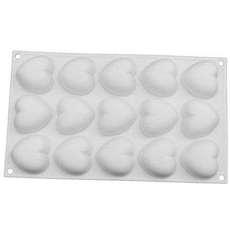 Hjerte Silikoneform Mousseform Hjerter 15 stk Chokoladeform Hvid