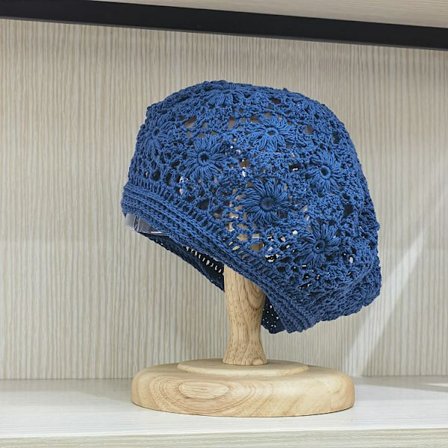Kvinners bomull sommer heklehatt lett retro håndlaget beret