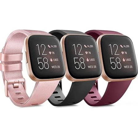 3-PACK Pehmeät Silikonihihnat Fitbit Versa 2 / Fitbit Versa / Fitbit Versa Lite - Klassinen Säädettävä Urheiluranneke Naisille Miehille Pienille 