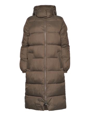 Stellamd Long Jacket Topattu Pitkä Takki Ruskea Modström