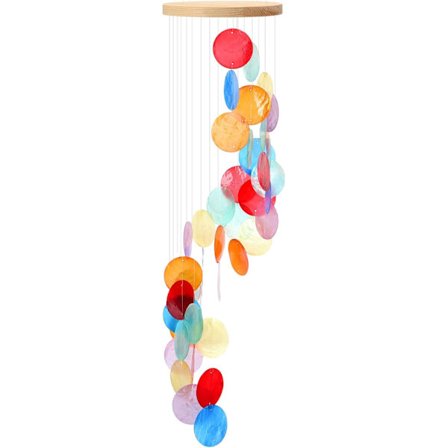 Vindklokker til Udendørs Havskalsvindklokker Capiz Skaller Vindklokker 28 Tommer Farverig Regnbue Havglas Spiral Klokker Have Udendørs De