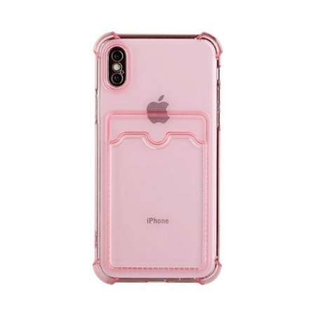 iPhone XR TPU Shockproof Protective Wallet Case Pink