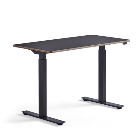 Schreibtisch NOVUS, höhenverstellbar, 1200 x 600 mm, schwarz/schwarz