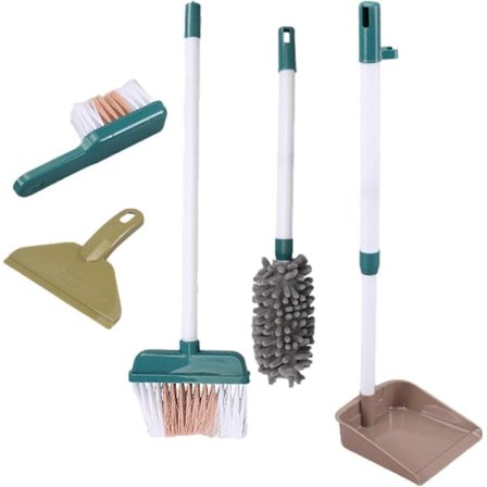 Rengjøringssett for barn, late som om husholdningssett - Late som om kost, børste, mopp, støvbrett, støvkost, rengjøringsmiddel for småbarn