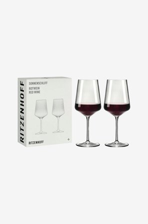 Ritzenhoff - Rödvinsglas Sonnenschliff 2-pack - Transparent - Vinglas - Från Homeroom