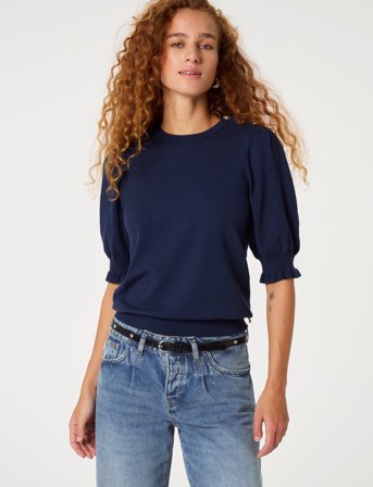 Fabienne Chapot Molly Short Sleeve Pullover - Navy - XS