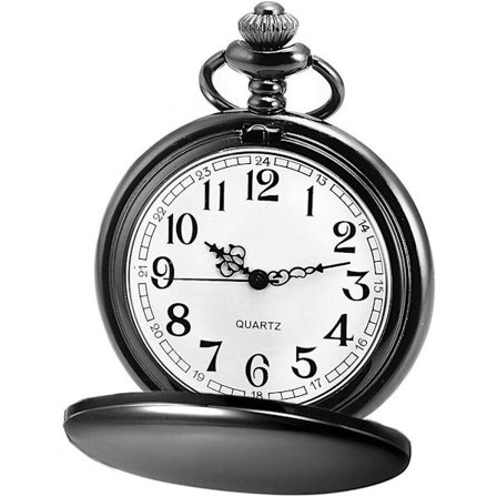 Klassisk Slät Vintage Quartz Fickur, Arabiska Siffror Skala Herr Damklocka med Kedja Jul Examen Födelsedagspresenter Fars Dag