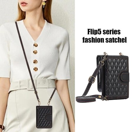 Crossbody Wallet Telefonetui til Samsung Galaxy Z Flip 5 med Kortlomme og Stroplanyard