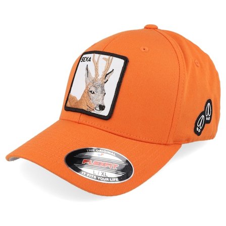 Hunter - Oranžový flexfit Kšiltovka - Sexa Rådjur Bock Orange Wooly Combed Flexfit @ Hatstore