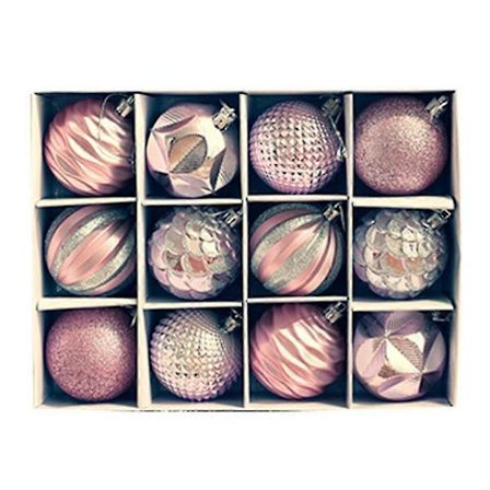 12 stk. Julekuler Juletrepynt Knusesikker Juletrepynt Sett rosa